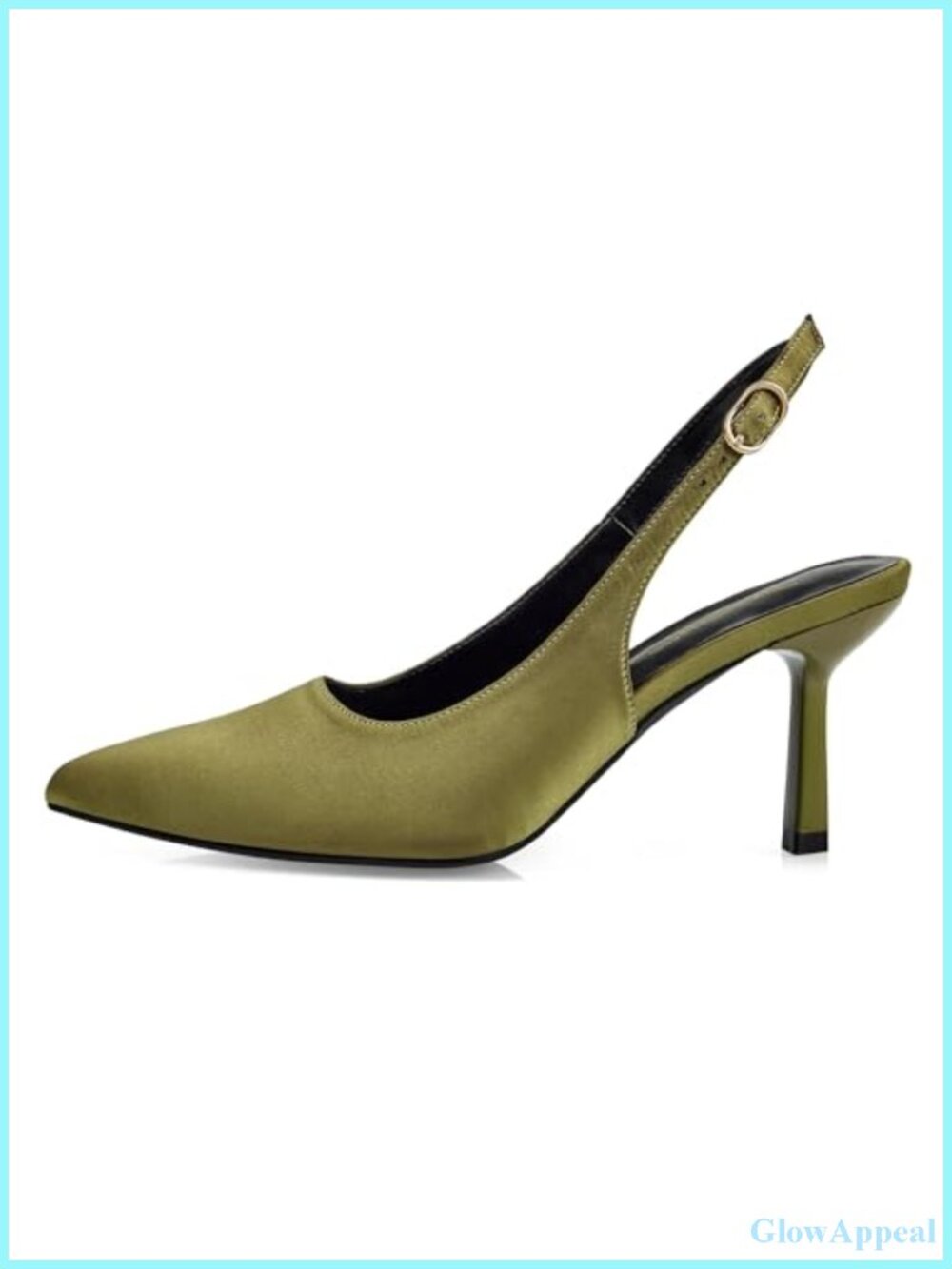 Kitten Heel Slingback Pumps Closed Pointed Toe 3 Inch Heel Buckle Strap